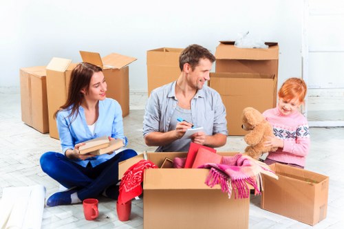 Charitable donation boxes and reusable furniture ready for reuse