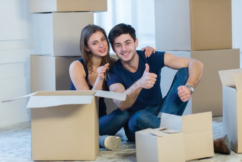Packed moving boxes ready for a house move in Ruislip